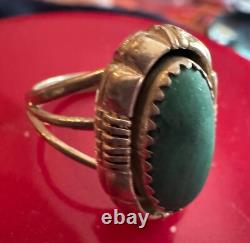 Bague en argent sterling et turquoise Navajo amérindienne signée L Yazzie