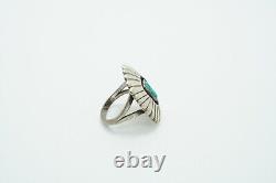 Bague en argent sterling et turquoise de style Shadow Box des Amérindiens Navajos, Jimmy Yazzie