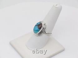 Bague en argent sterling et turquoise fabriquée à la main par des Amérindiens Navajo de taille 8.75