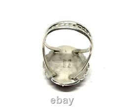 Bague en argent sterling faite à la main par les Navajos amérindiens avec grappe de corail, taille 8.