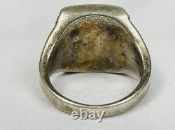 Bague en argent sterling incrustée de turquoise et de corail Navajo amérindien VTG 20g taille 12
