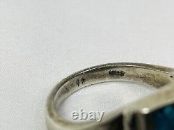 Bague en argent sterling incrustée de turquoise et de corail Navajo amérindien VTG 20g taille 12