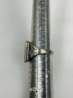 Bague en argent sterling incrustée de turquoise et de corail Navajo amérindien VTG 20g taille 12