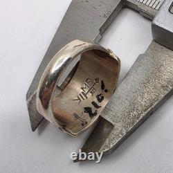 Bague en argent sterling ribbed avec signature Navajo amérindienne taille 7