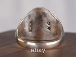 Bague en argent sterling signée Navajo vintage avec onyx noir ovale