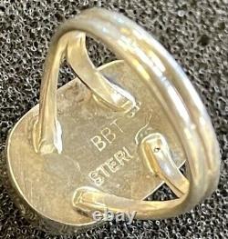Bague en argent sterling turquoise Mojave de Bernadine Tsosie Navajo. TJ802