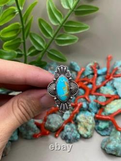 Bague en argent sterling turquoise Navajo amérindienne bijou