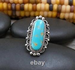 Bague en argent sterling turquoise Navajo amérindienne pour femmes taille 6.5