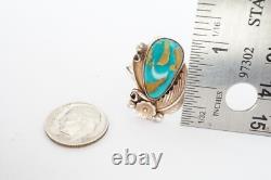 Bague en argent sterling turquoise Navajo amérindienne taille 10.5 Burt Francisco