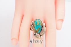 Bague en argent sterling turquoise Navajo amérindienne taille 10.5 Burt Francisco