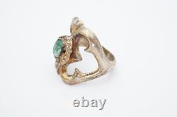 Bague en argent sterling turquoise Navajo amérindienne taille 10.5 W3