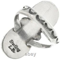Bague en argent sterling turquoise Navajo pour dames à deux pierres traditionnelle