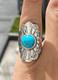 Bague En Argent Sterling Turquoise Am&eacute;rindienne Navajo Bijou