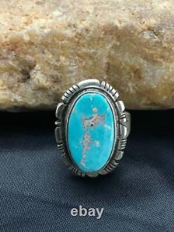 Bague en argent sterling turquoise bleue Native American Navajo taille 7.5 (16868)