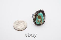 Bague en argent sterling turquoise de style amérindien Navajo vintage, taille 5.75 T1.