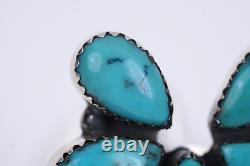 Bague en argent sterling turquoise en grappe de style Navajo ancien de taille 9