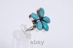 Bague en argent sterling turquoise en grappe de style Navajo ancien de taille 9