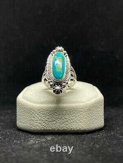 Bague en argent sterling turquoise renard Navajo amérindien taille 7,25 signée