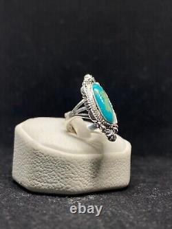 Bague en argent sterling turquoise renard Navajo amérindien taille 7,25 signée