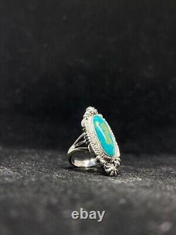 Bague en argent sterling turquoise renard Navajo amérindien taille 7,25 signée