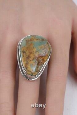 Bague en argent sterling véritable en turquoise gemme Navajo amérindien vintage taille 8