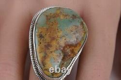 Bague en argent sterling véritable en turquoise gemme Navajo amérindien vintage taille 8