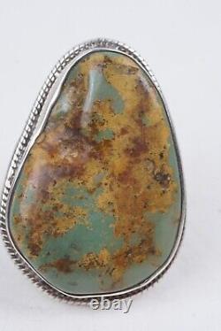 Bague en argent sterling véritable en turquoise gemme Navajo amérindien vintage taille 8
