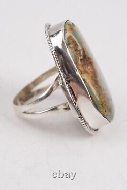 Bague en argent sterling véritable en turquoise gemme Navajo amérindien vintage taille 8