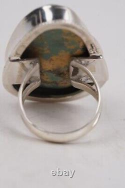 Bague en argent sterling véritable en turquoise gemme Navajo amérindien vintage taille 8