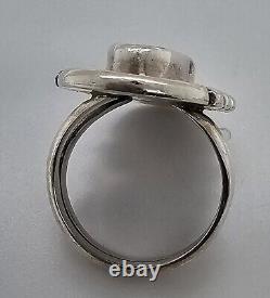 Bague en argent sterling vintage Native American Navajo & Spiny Oyster signée Dine