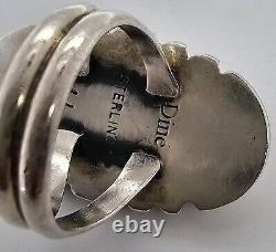 Bague en argent sterling vintage Native American Navajo & Spiny Oyster signée Dine