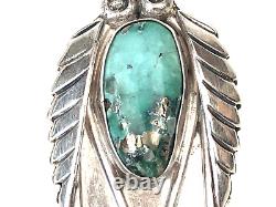 Bague en argent sterling vintage Navajo amérindienne en turquoise Morenci taille 7,25