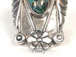 Bague en argent sterling vintage Navajo amérindienne en turquoise Morenci taille 7,25