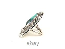 Bague en argent sterling vintage Navajo amérindienne en turquoise Morenci taille 7,25