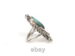 Bague en argent sterling vintage Navajo amérindienne en turquoise Morenci taille 7,25