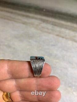 Bague en argent sterling western navajo amérindien taille 8 avec turquoise, onyx et corail