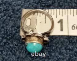 Bague en forme de fleur en turquoise navajo et argent taille 5
