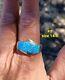 Bague En Opale Bleue De Calvin Begay / Gilpin Avec Motif Amérindien Navajo - Taille 14.5
