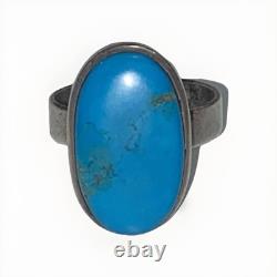 Bague en turquoise Navajo amérindienne taille 7,5 en argent sterling avec turquoise Kingsman