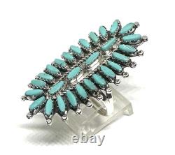 Bague en turquoise en argent sterling amérindien Navajo fait main taille 10.5