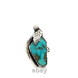 Bague en turquoise faite à la main par Ramone Platero, signée, Navajo Amérindien, taille 8.75