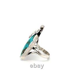 Bague en turquoise faite à la main par Ramone Platero, signée, Navajo Amérindien, taille 8.75