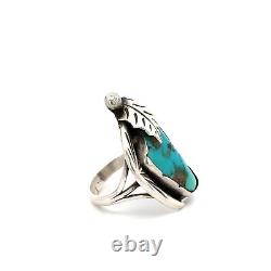 Bague en turquoise faite à la main par Ramone Platero, signée, Navajo Amérindien, taille 8.75