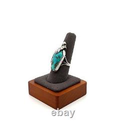 Bague en turquoise faite à la main par Ramone Platero, signée, Navajo Amérindien, taille 8.75