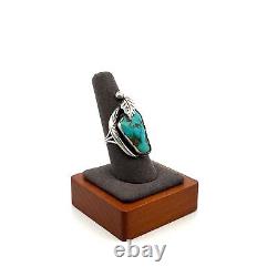 Bague en turquoise faite à la main par Ramone Platero, signée, Navajo Amérindien, taille 8.75