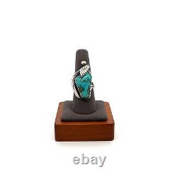 Bague en turquoise faite à la main par Ramone Platero, signée, Navajo Amérindien, taille 8.75