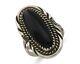 Bague Faite à La Main Navajo En Argent 925 Avec Onyx Noir, Artiste Amérindien, Années 80