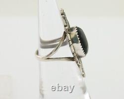 Bague faite à la main Navajo en argent 925 avec onyx noir, artiste amérindien, années 80