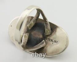 Bague faite à la main Navajo en argent 925 avec onyx noir, artiste amérindien, années 80