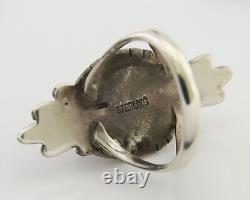 Bague faite à la main Navajo en argent 925 avec onyx noir, artiste amérindien, années 80